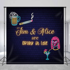 Lofaris Brick Neon Light Beer Girl Custom Wedding Backdrop