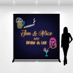 Lofaris Brick Neon Light Beer Girl Custom Wedding Backdrop