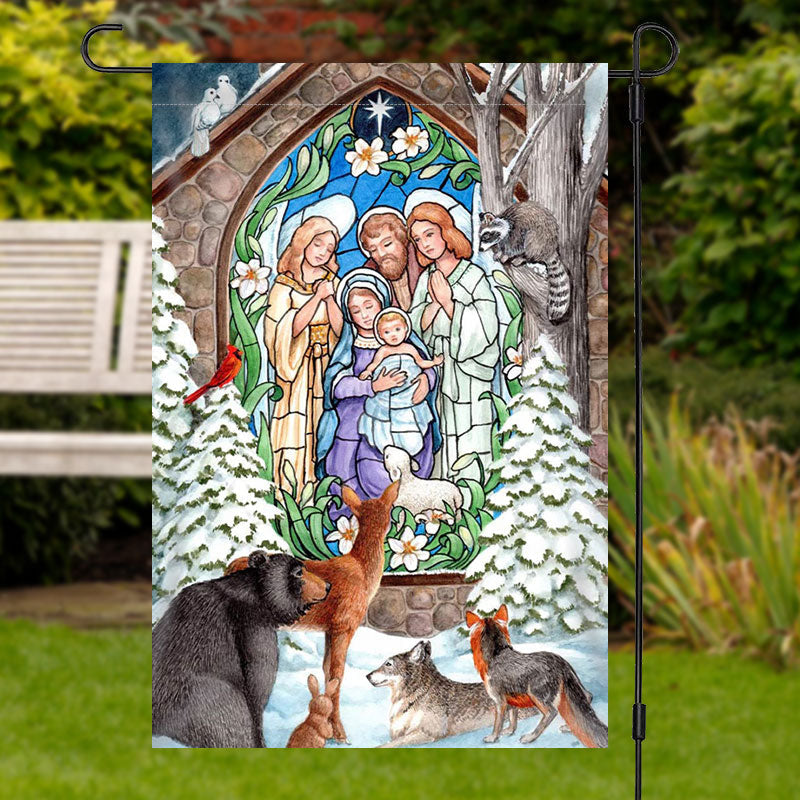Lofaris Brick Painting Wild Animals Christmas Garden Flag