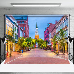 Lofaris Brick Road Town Night Photo Architecture Backdrop