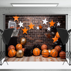 Lofaris Brick Wall Basketballs Sport Cake Smash Backdrop