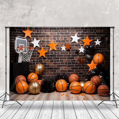 Lofaris Brick Wall Basketballs Sport Cake Smash Backdrop