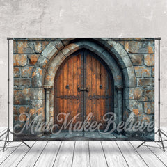 Lofaris Brick Wall Brown Wood Door Backdrop For Photograph