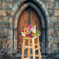 Lofaris Brick Wall Brown Wood Door Backdrop For Photograph