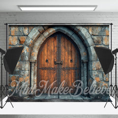 Lofaris Brick Wall Brown Wood Door Backdrop For Photograph