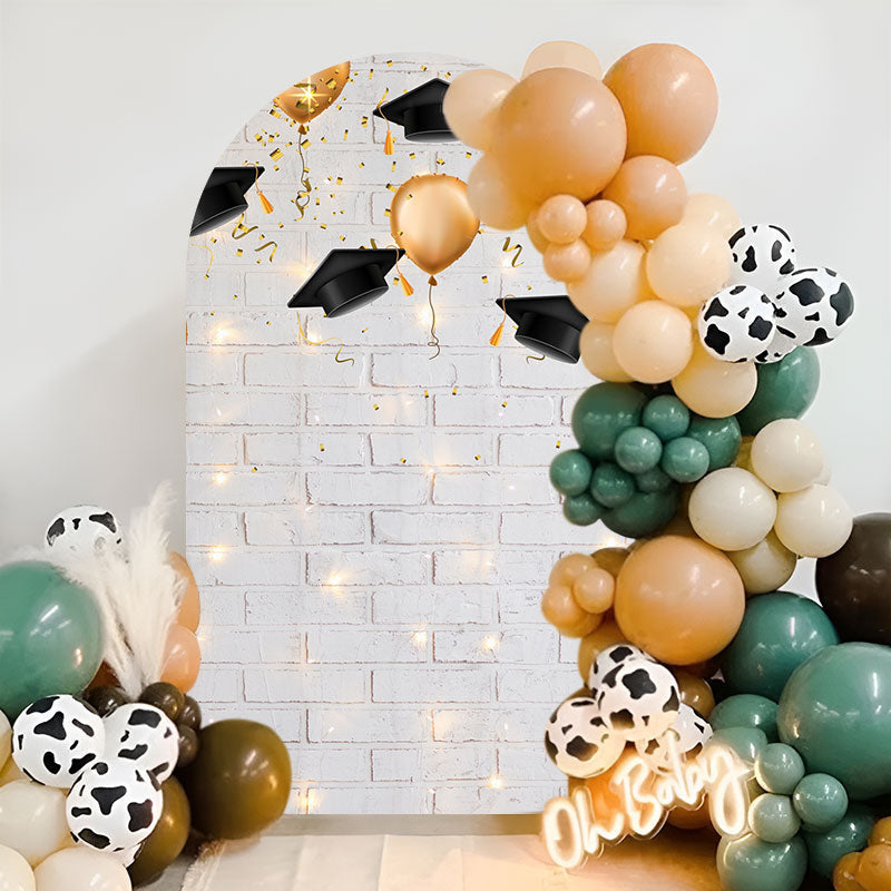 Lofaris Brick Wall Graduation Party Double Sided Arch Backdrop