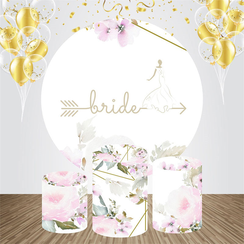 Lofaris Bride Pink Flowers White Circle Wedding Backdrop Kit