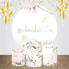 Lofaris Bride Pink Flowers White Circle Wedding Backdrop Kit