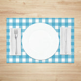 Lofaris Bright Blue White Plaid Modern Set Of 4 Placemats