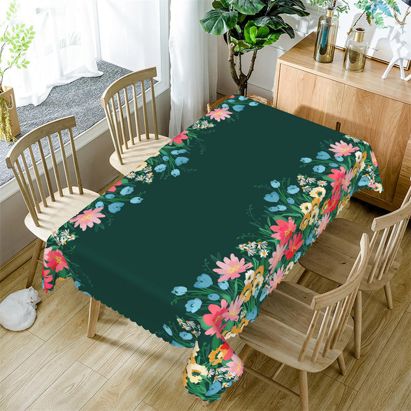 Lofaris Bright Color Flowers Green Tablecloth For Kitchen Decor