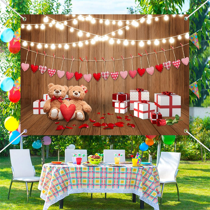 Lofaris Bright Light Bear Gift Board Valentines Day Backdrop