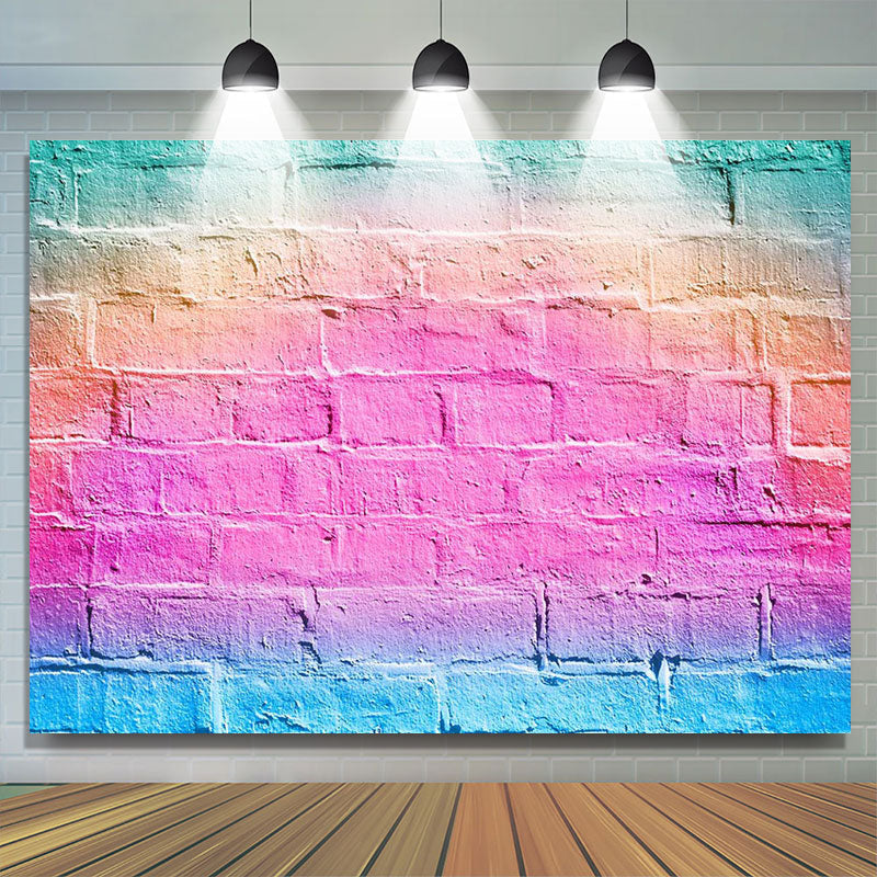 Bright Multicolored Brick Wall Photoshoot Backdrop Lofaris