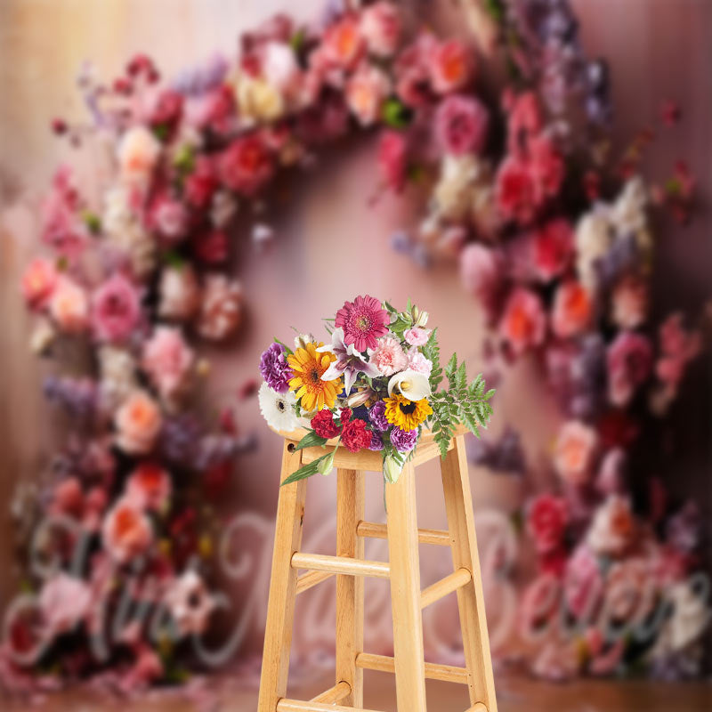 Lofaris Bright Pink Rose Photo Birthday Cake Smash Backdrop