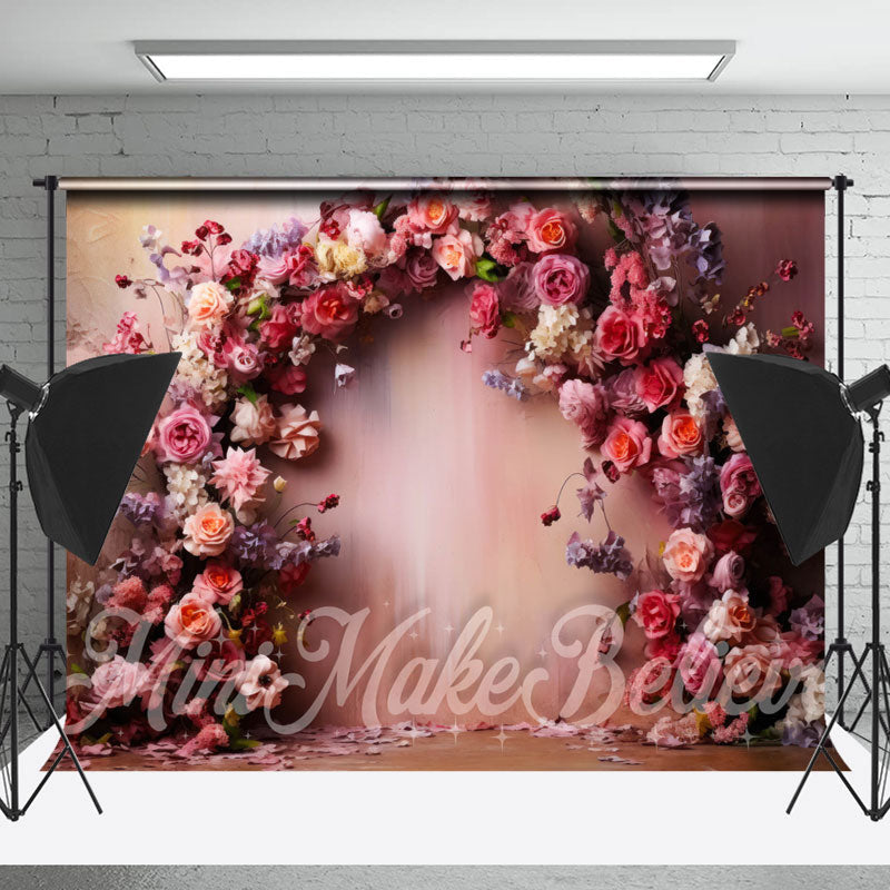 Lofaris Bright Pink Rose Photo Birthday Cake Smash Backdrop