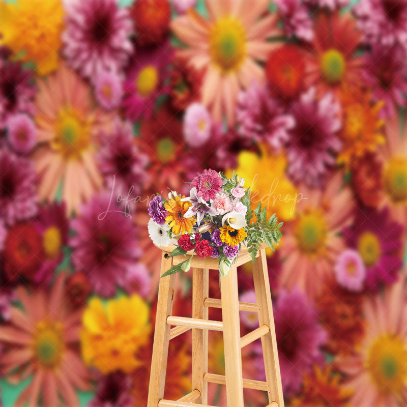 Lofaris Bright Red Pink Floral Fine Art Backdrop For Photo