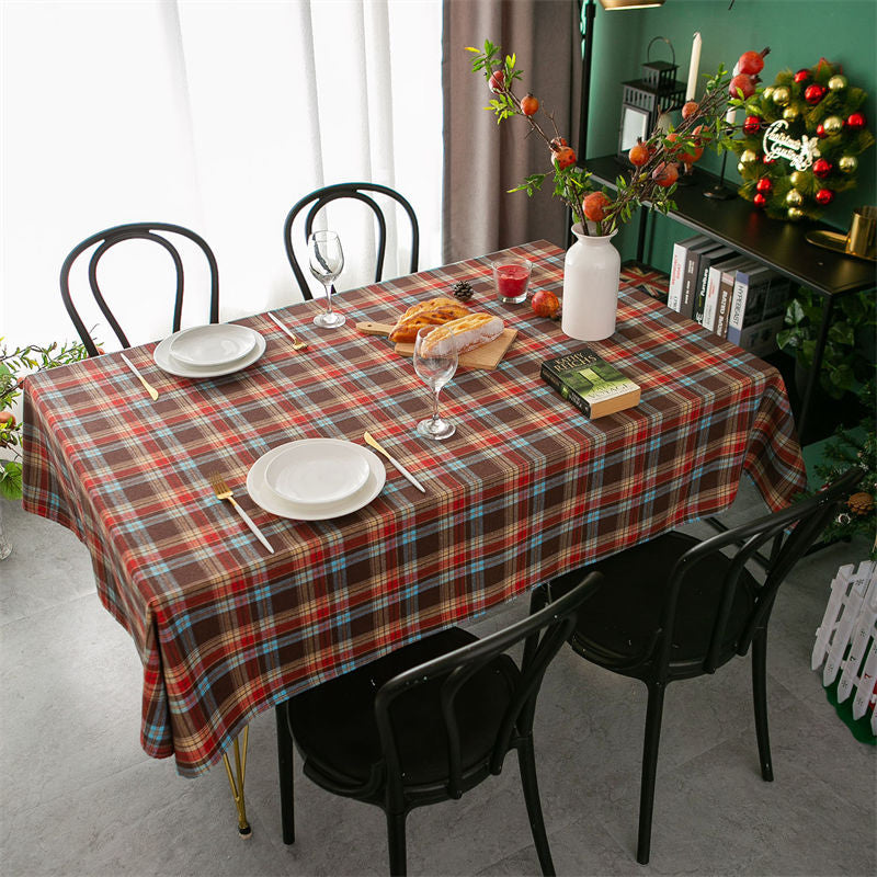 Lofaris Bright Retro Plaid Gingham Household Dust Tablecloth