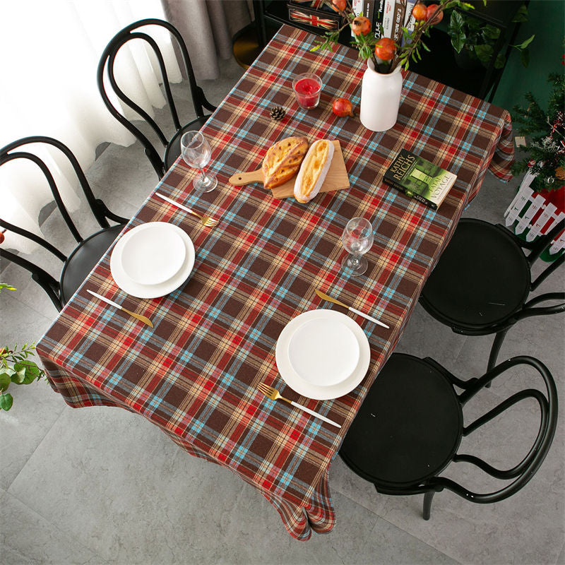 Lofaris Bright Retro Plaid Gingham Household Dust Tablecloth
