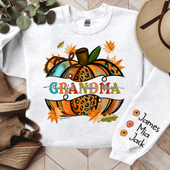 Lofaris Bright Yellow Pumpkin Fall Grandma Custom Sweatshirt