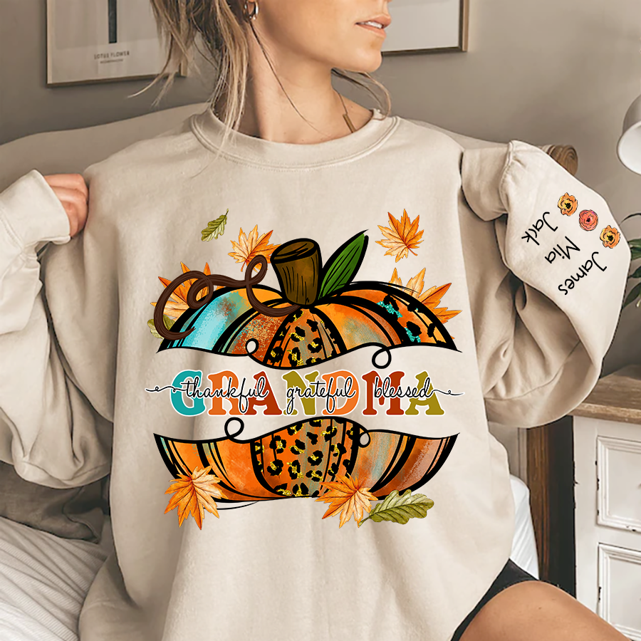 Lofaris Bright Yellow Pumpkin Fall Grandma Custom Sweatshirt