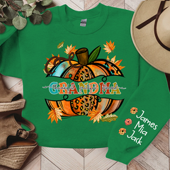 Lofaris Bright Yellow Pumpkin Fall Grandma Custom Sweatshirt