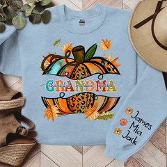 Lofaris Bright Yellow Pumpkin Fall Grandma Custom Sweatshirt