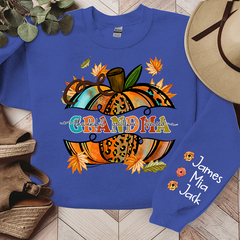 Lofaris Bright Yellow Pumpkin Fall Grandma Custom Sweatshirt