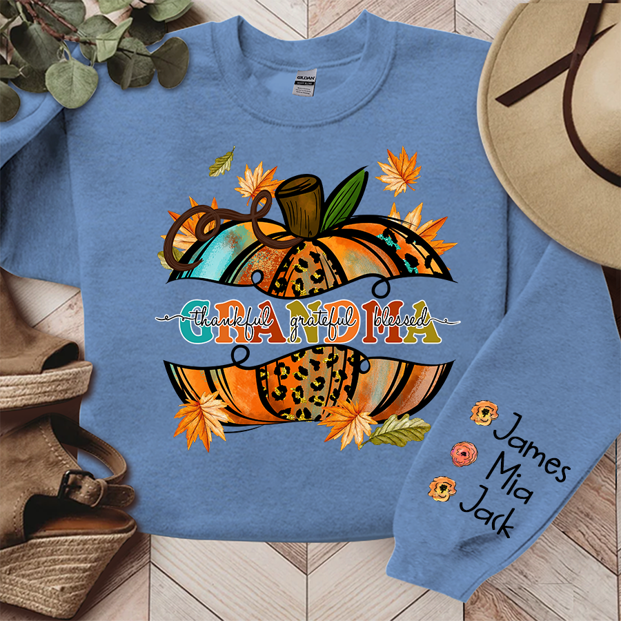 Lofaris Bright Yellow Pumpkin Fall Grandma Custom Sweatshirt