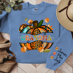 Lofaris Bright Yellow Pumpkin Fall Grandma Custom Sweatshirt