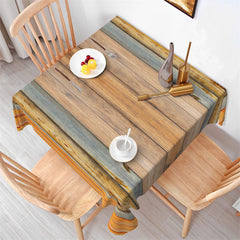 Lofaris Brown And Orange Real Wood Texture Tablecloth Decor