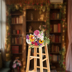 Lofaris Brown Bookshelf Curtain Wood Backdrop For Photograph