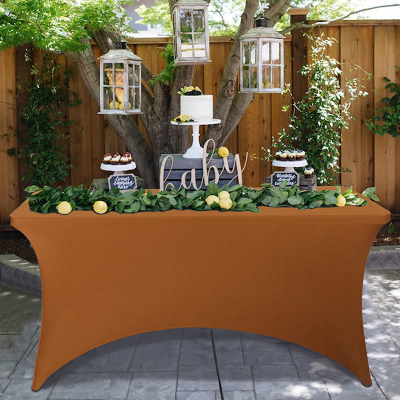 Lofaris Brown Fitted Spandex Rectangle Banquet Table Cover