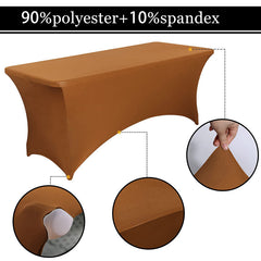 Lofaris Brown Fitted Spandex Rectangle Banquet Table Cover