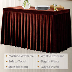 Lofaris Brown Fitted Velvet Rectangle Table Skirts Cover
