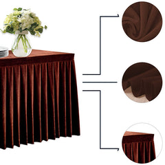 Lofaris Brown Fitted Velvet Rectangle Table Skirts Cover