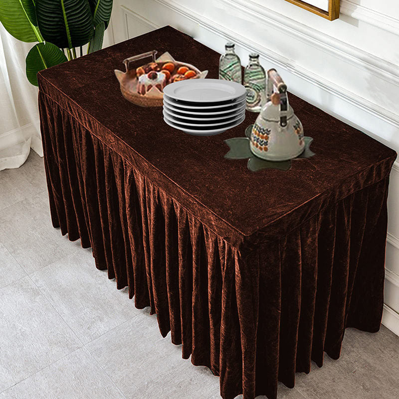 Lofaris Brown Fitted Velvet Rectangle Table Skirts Cover
