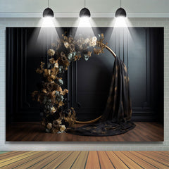 Lofaris Brown Floral Black Wall Backdrop For Photo Studio