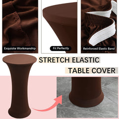 Lofaris Brown High Top Round Spandex Cocktail Tablecloths