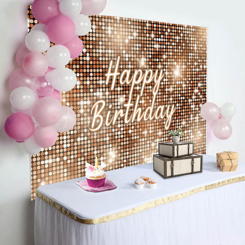 Lofaris Brown Sequins Sparkle Happy Birthday Party Backdrop