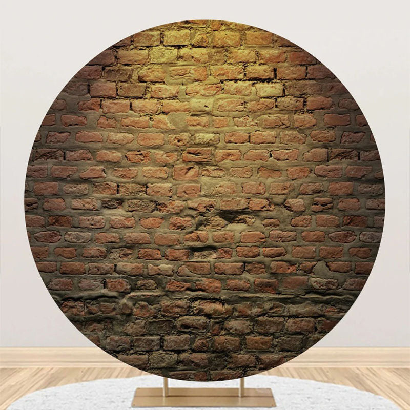 Lofaris Brown Vintage Brick Wall Round Backdrop For Birthday