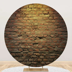 Lofaris Brown Vintage Brick Wall Round Backdrop For Birthday