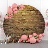Lofaris Brown Vintage Brick Wall Round Backdrop For Birthday