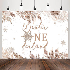 Lofaris Brown Watercolor Ink Snow Winter 1St Birthday Backdrop