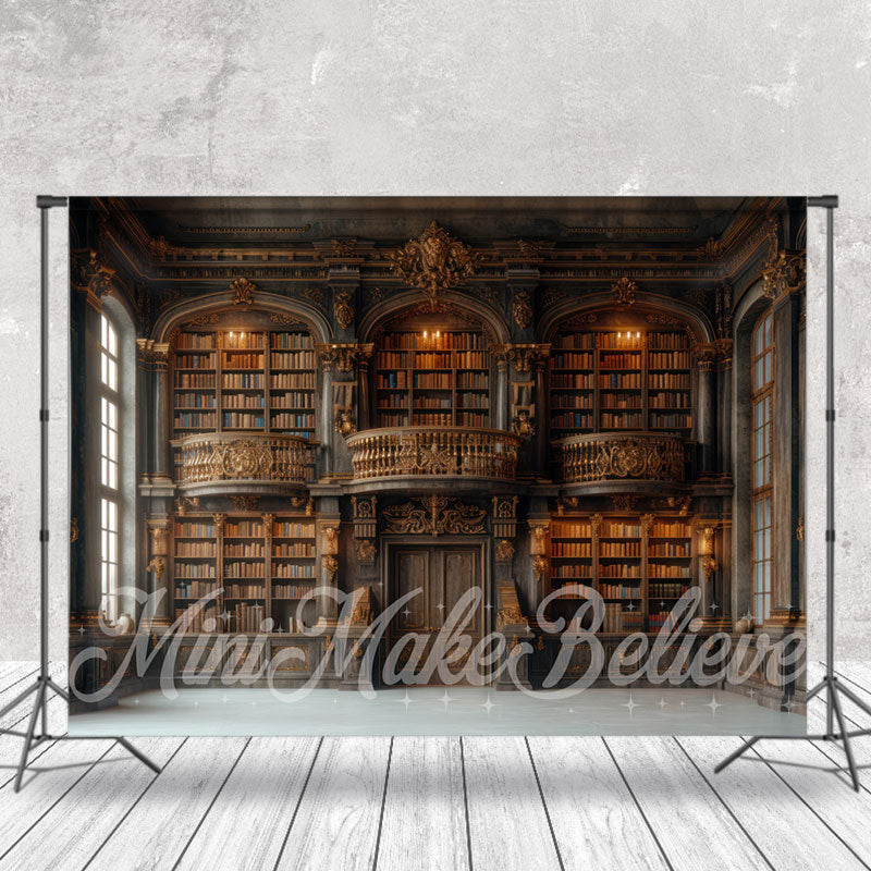 Lofaris Brown Wood Bookshelf Library Backdrop For Photograph