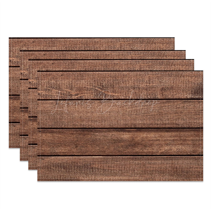 Lofaris Brown Wood Plank Grain Texture Set Of 4 Placemats