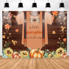 Lofaris Brown Wood Pumpkin Floral Baby Shower Backdrop