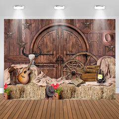 Lofaris Brown Wooden And Western Cowboy Birthday Party Backdrop