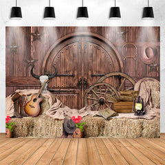 Lofaris Brown Wooden And Western Cowboy Birthday Party Backdrop
