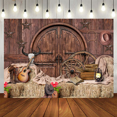 Lofaris Brown Wooden And Western Cowboy Birthday Party Backdrop