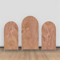 Lofaris Brown Wooden Pattern Vintage Party Arch Backdrop Kit