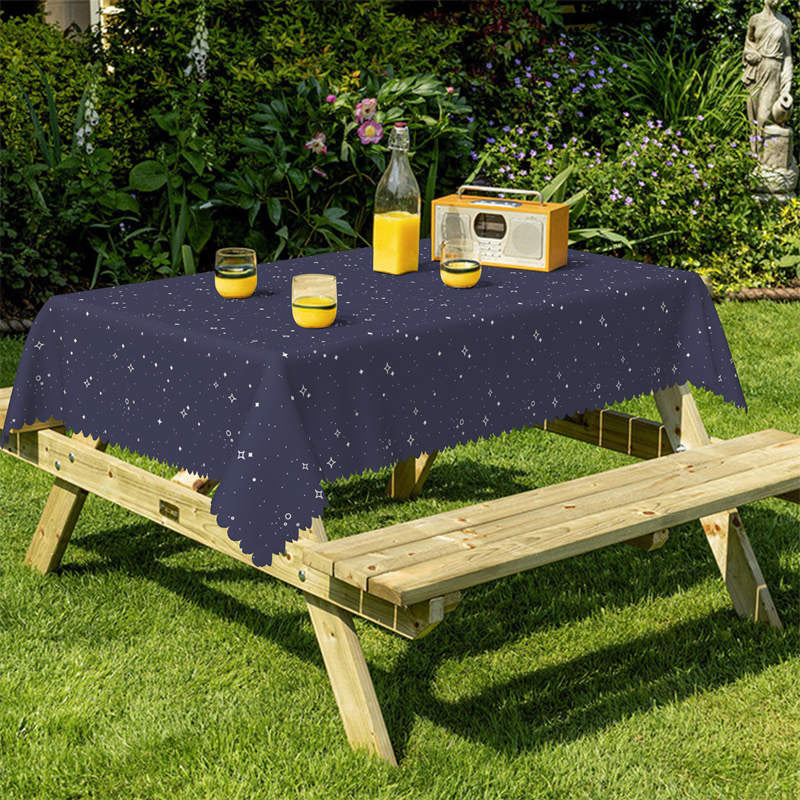 Lofaris Bucolic Navy Blue Stars Kitchen Rectangle Tablecloth